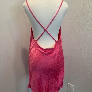 ZARA M pink dress criss cross back with slit snakeskin print